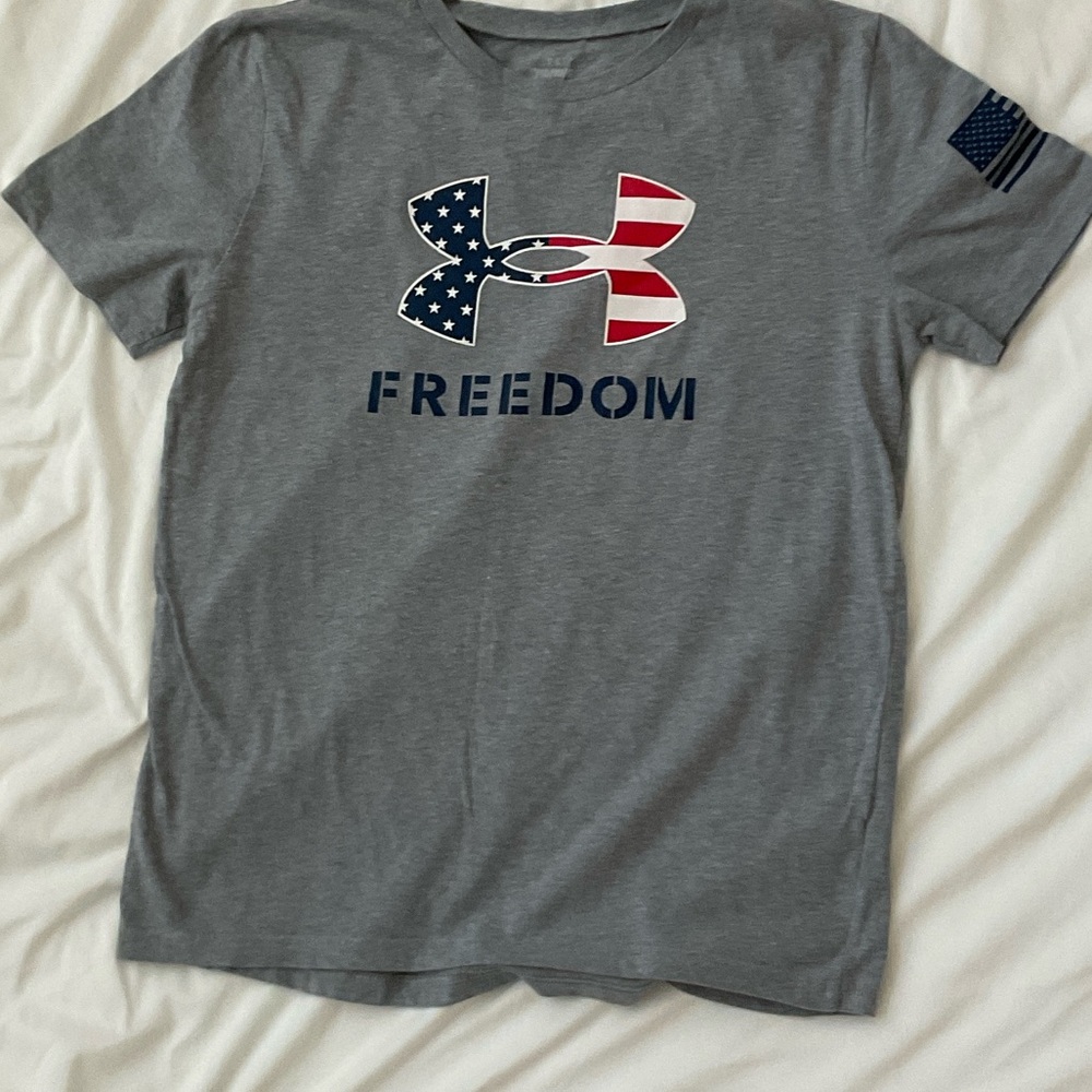 Under Armour Gray Freedom Tee with Flag Logo